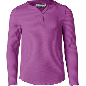Magellan Outdoors Girls' XL Campfire Waffle Notch Neck Top Purple Ruffles